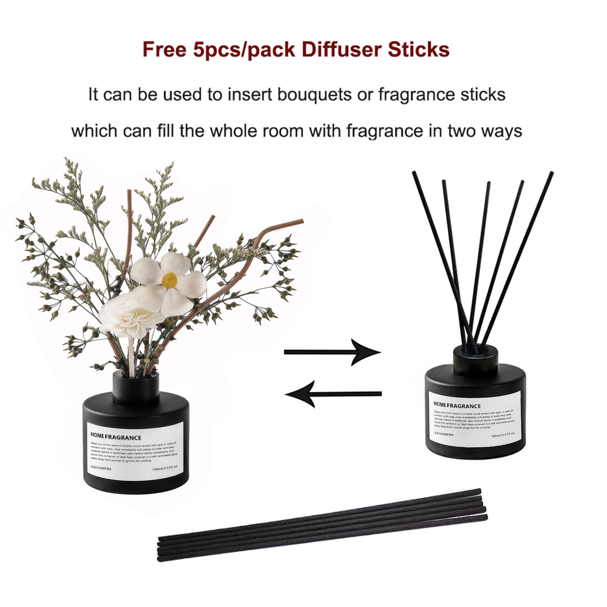 KBHOMFRA Jasmine Scent Reed Diffuser (3.38 fl oz)