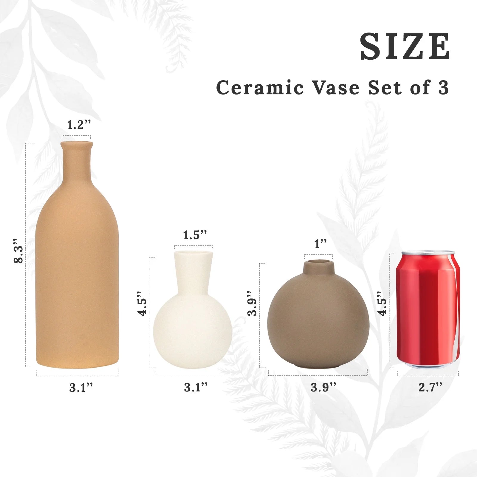 Sanmadrola Ceramic Vase Set for Flowers (Brown)