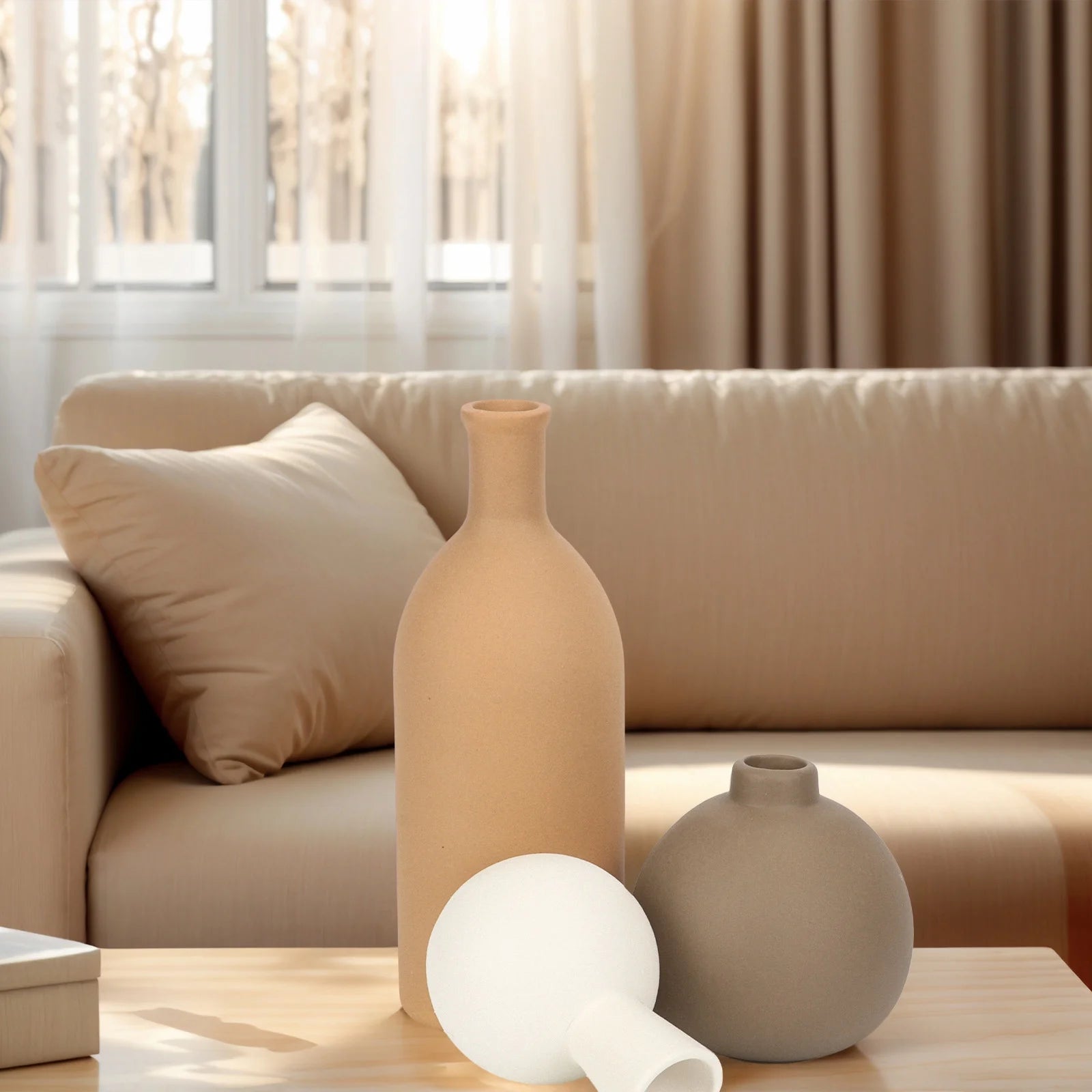 Sanmadrola Ceramic Vase Set for Flowers (Brown)