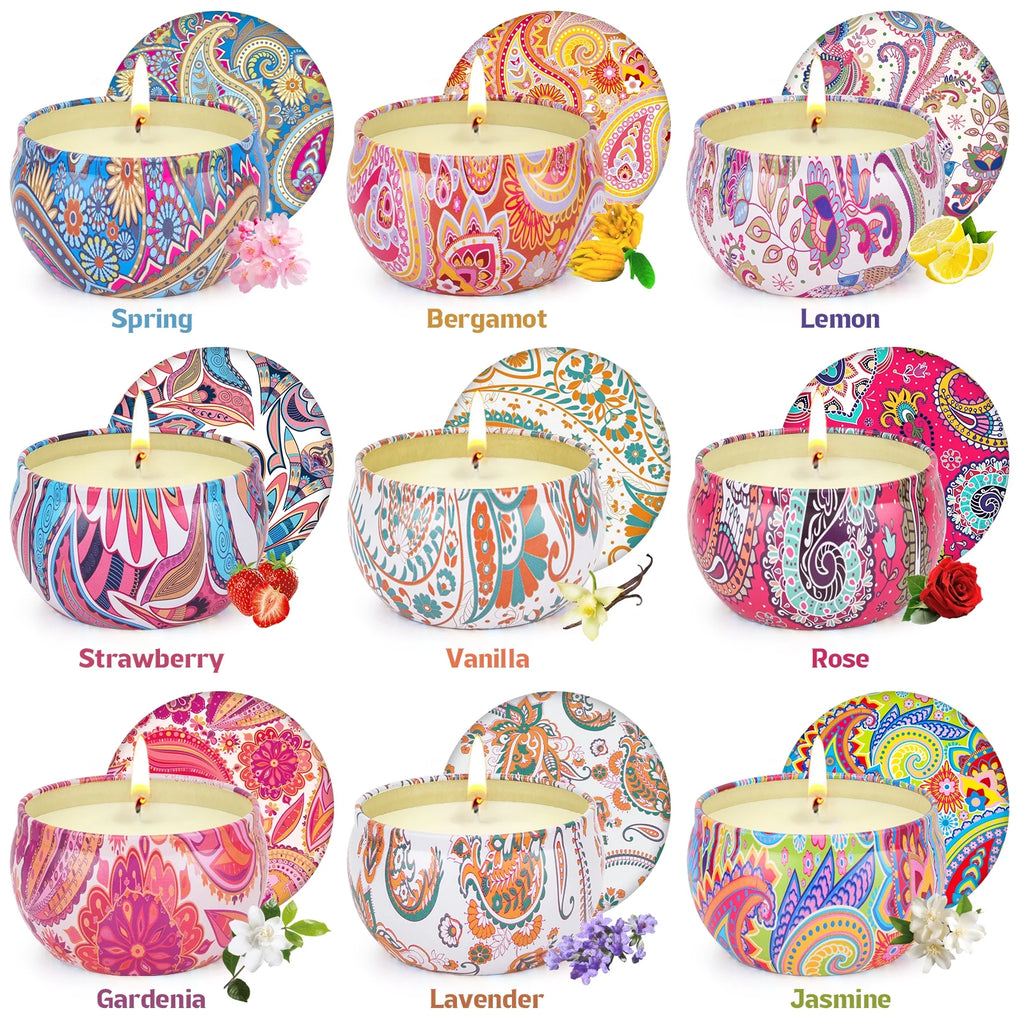 Giphtpoeet Scented Candles Gift Set (9-Pack Soy Wax Candles, 160-Hour Burn Time)