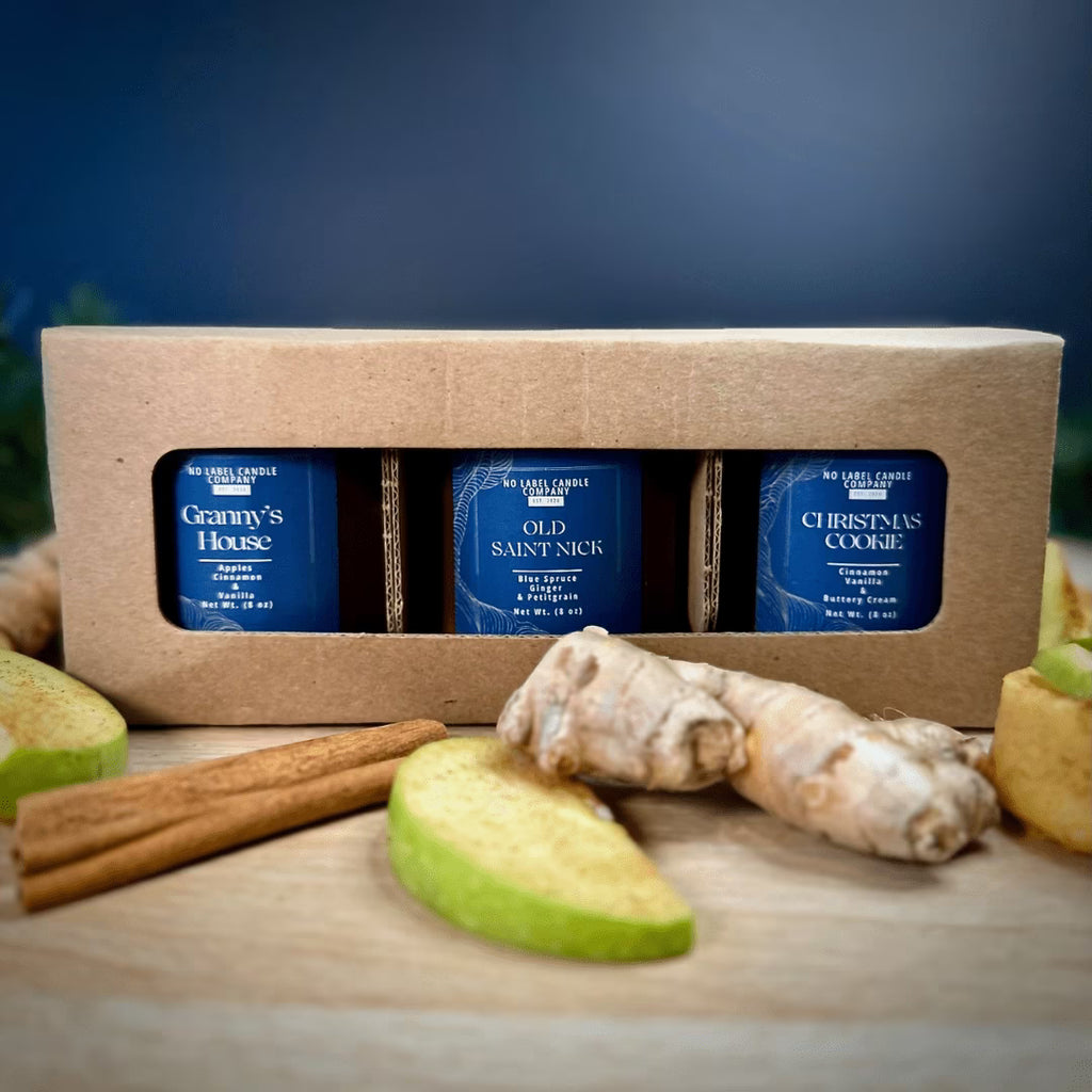Holiday Candle Gift Set – Apple Pie, Christmas Cookie & Blue Spruce (3 × 8 oz Soy Candles)