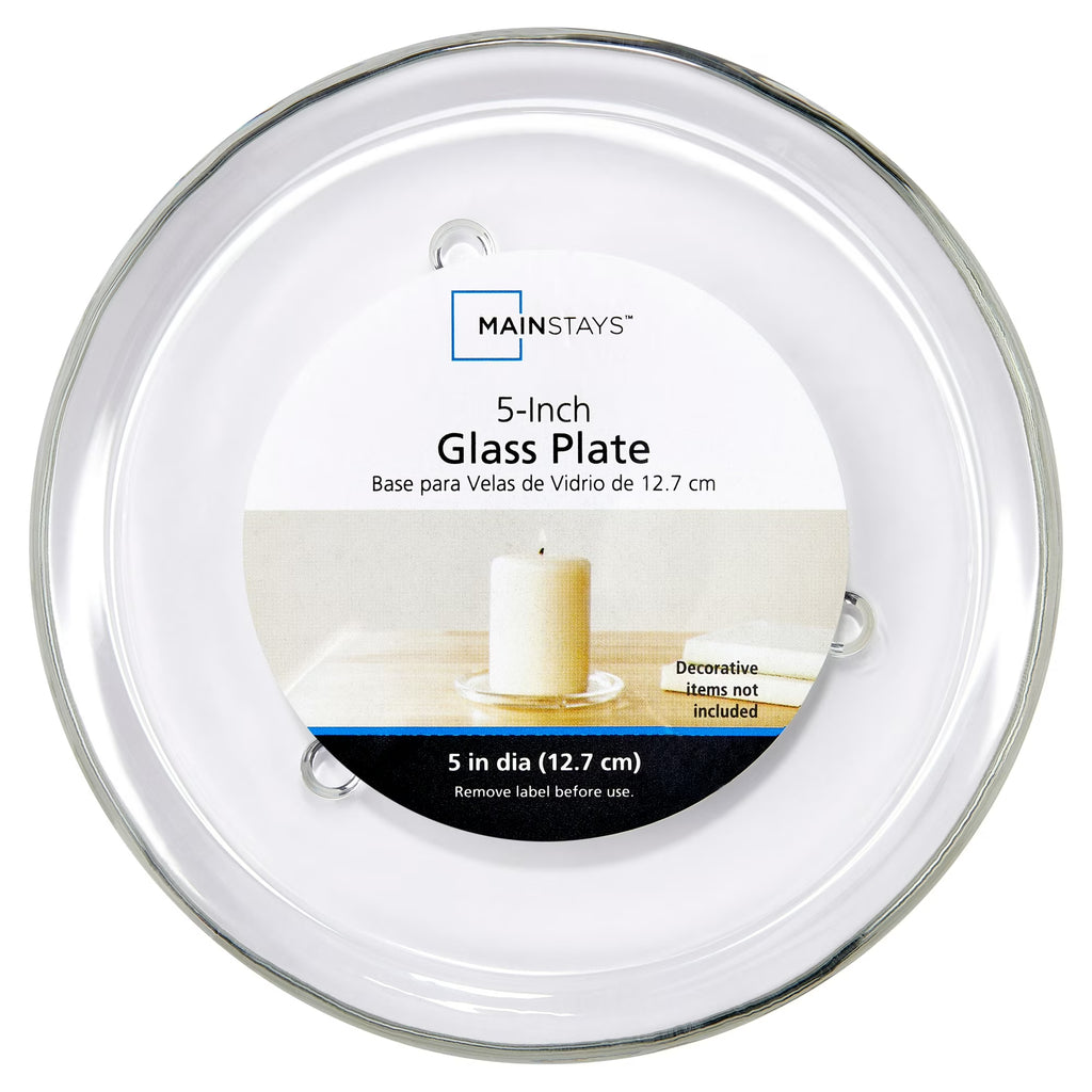 Mainstays Decorative Glass Candleholder Plate (Clear, 5")