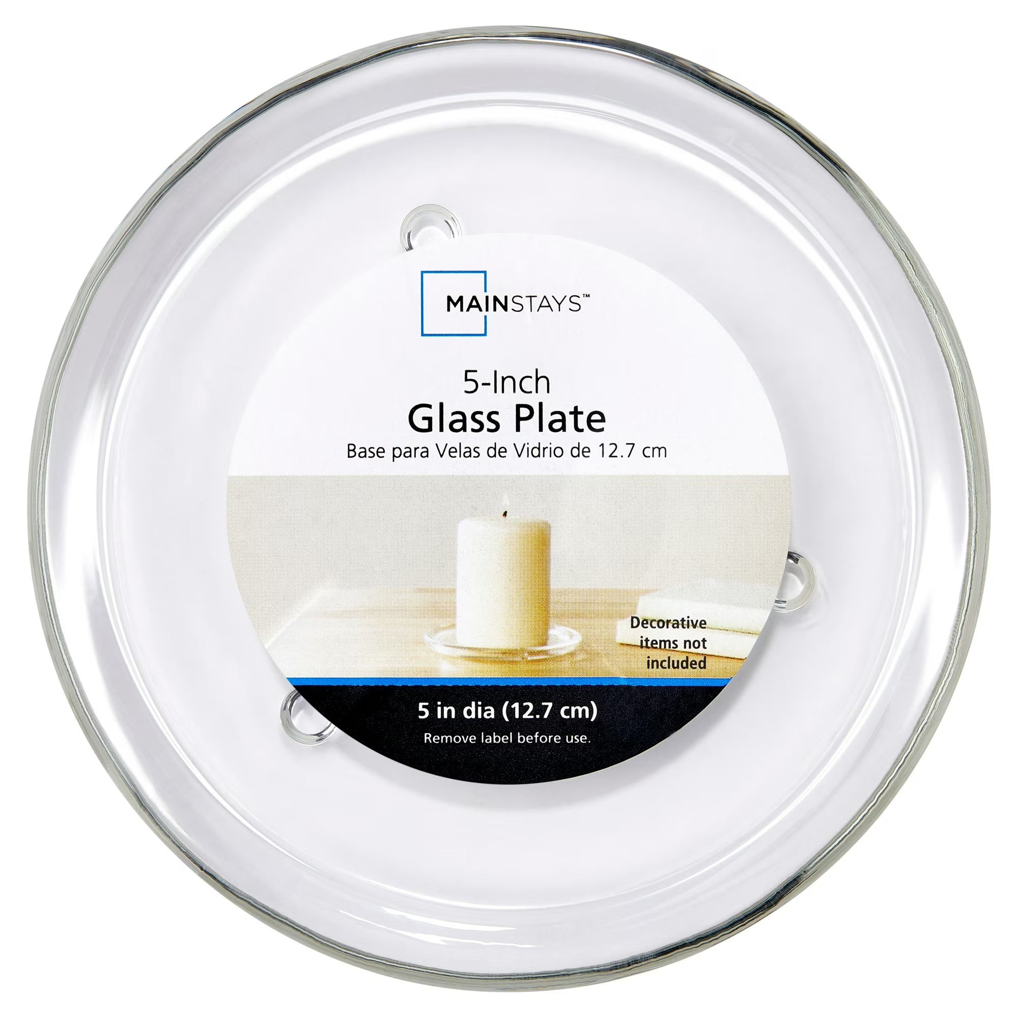 Mainstays Decorative Glass Candleholder Plate (Clear, 5")
