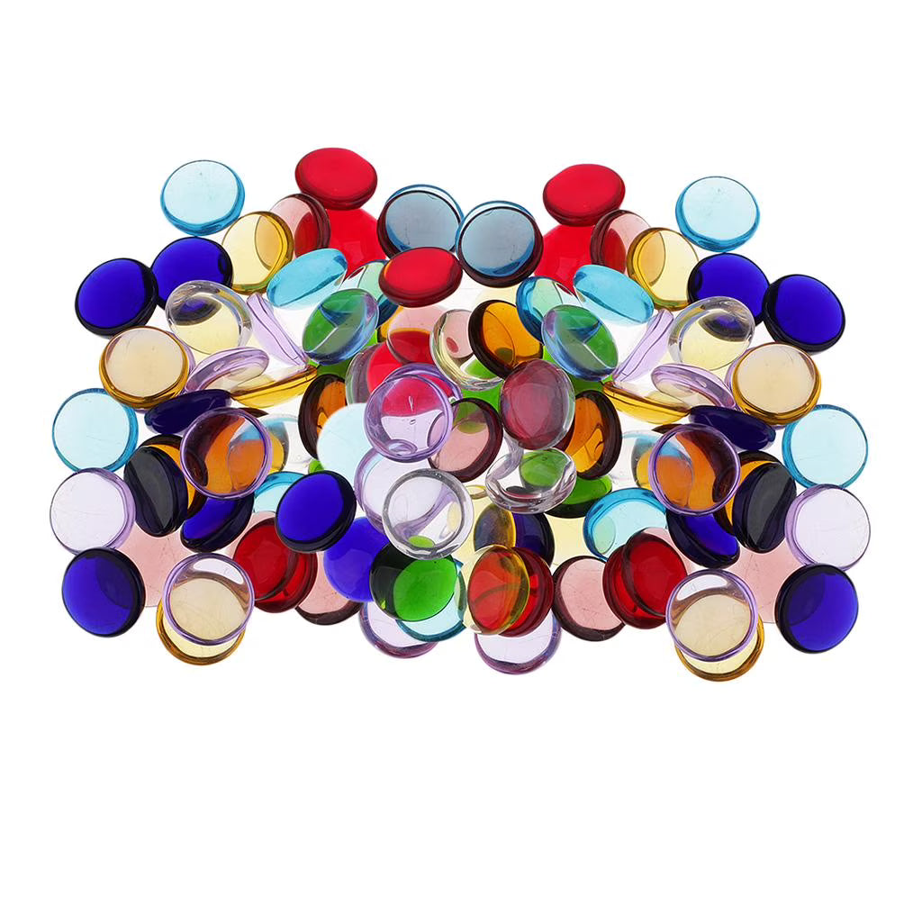Multicolor Glass Flat Marbles Decorative Stones (100 g Bag)