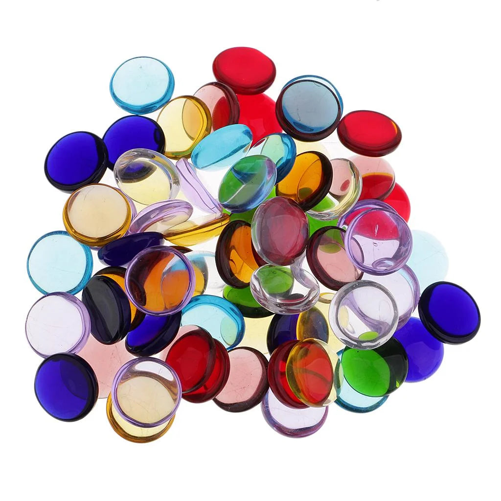 Multicolor Glass Flat Marbles Decorative Stones (100 g Bag)