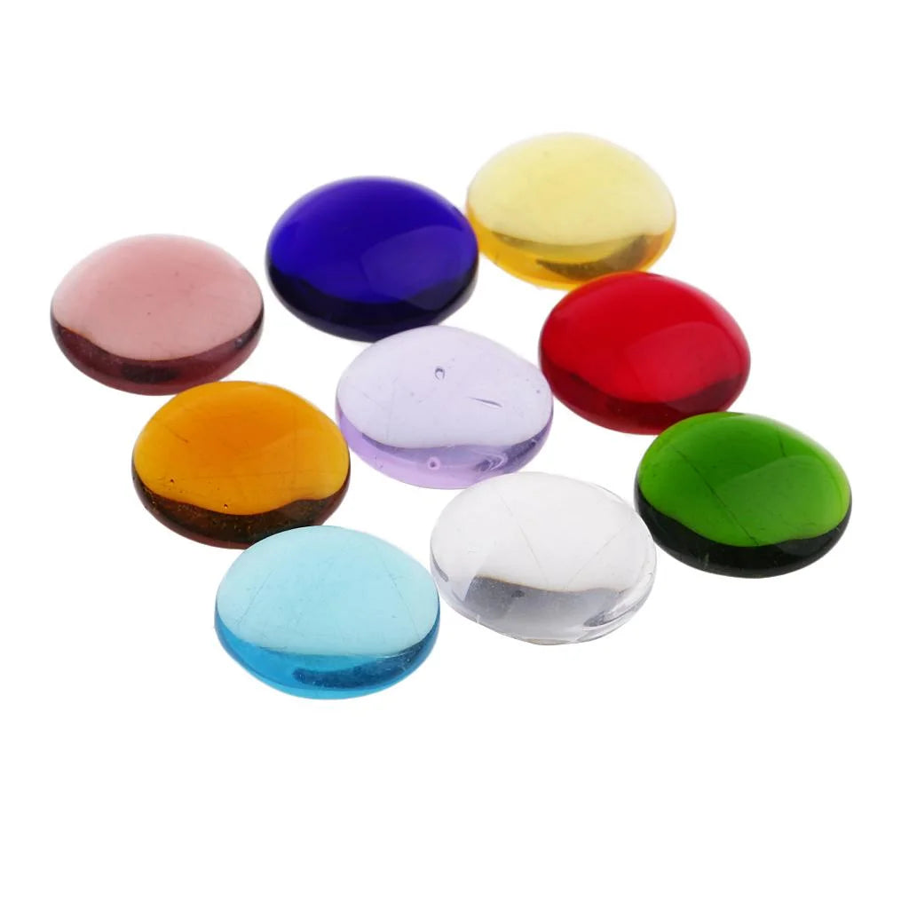 Multicolor Glass Flat Marbles Decorative Stones (100 g Bag)