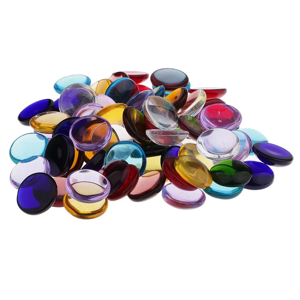 Multicolor Glass Flat Marbles Decorative Stones (100 g Bag)