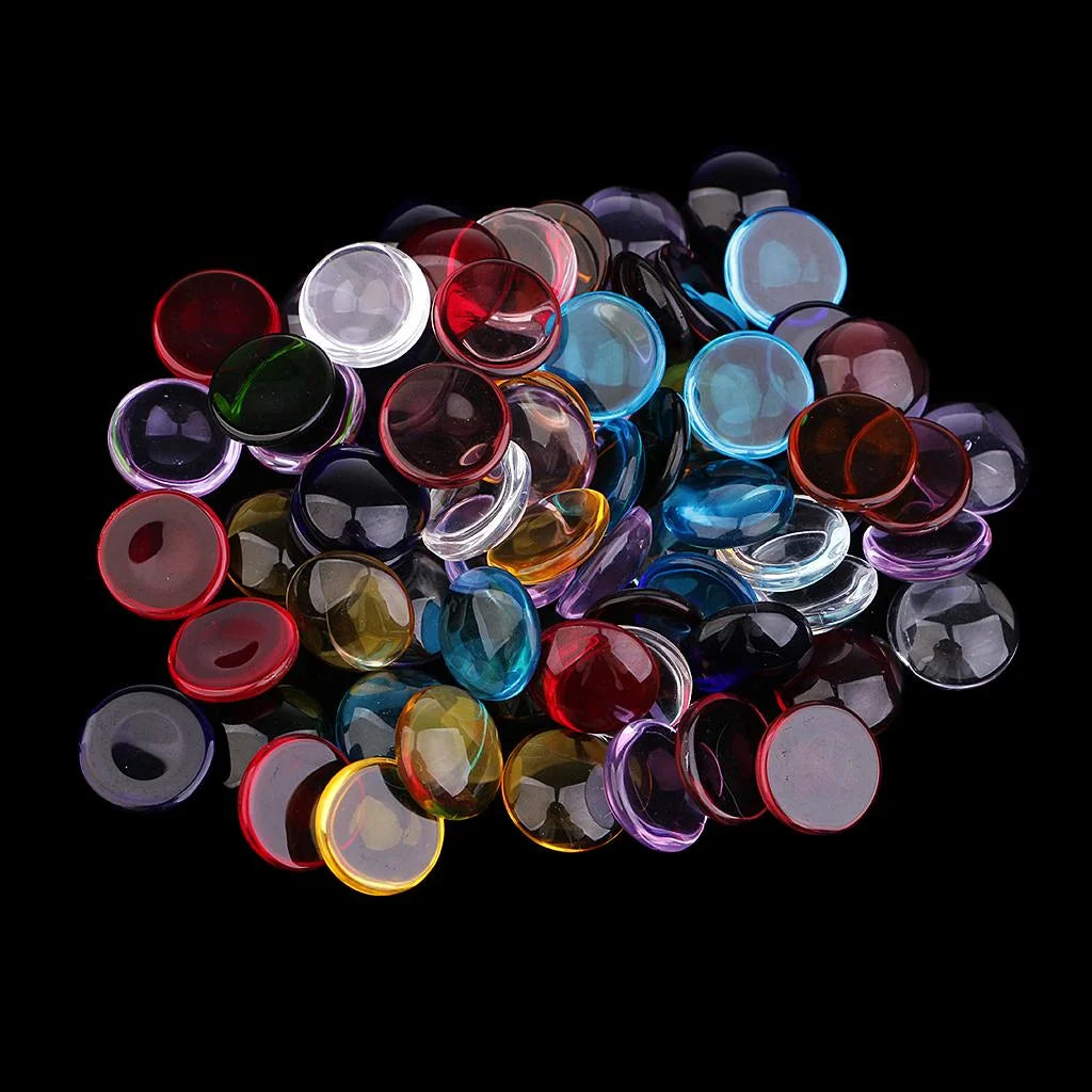 Multicolor Glass Flat Marbles Decorative Stones (100 g Bag)