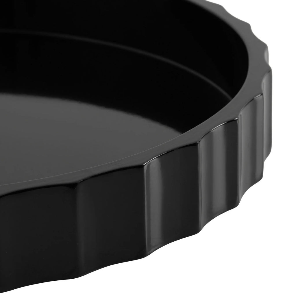 Kate and Laurel Lissi Decorative Round Tray (Black, 16")