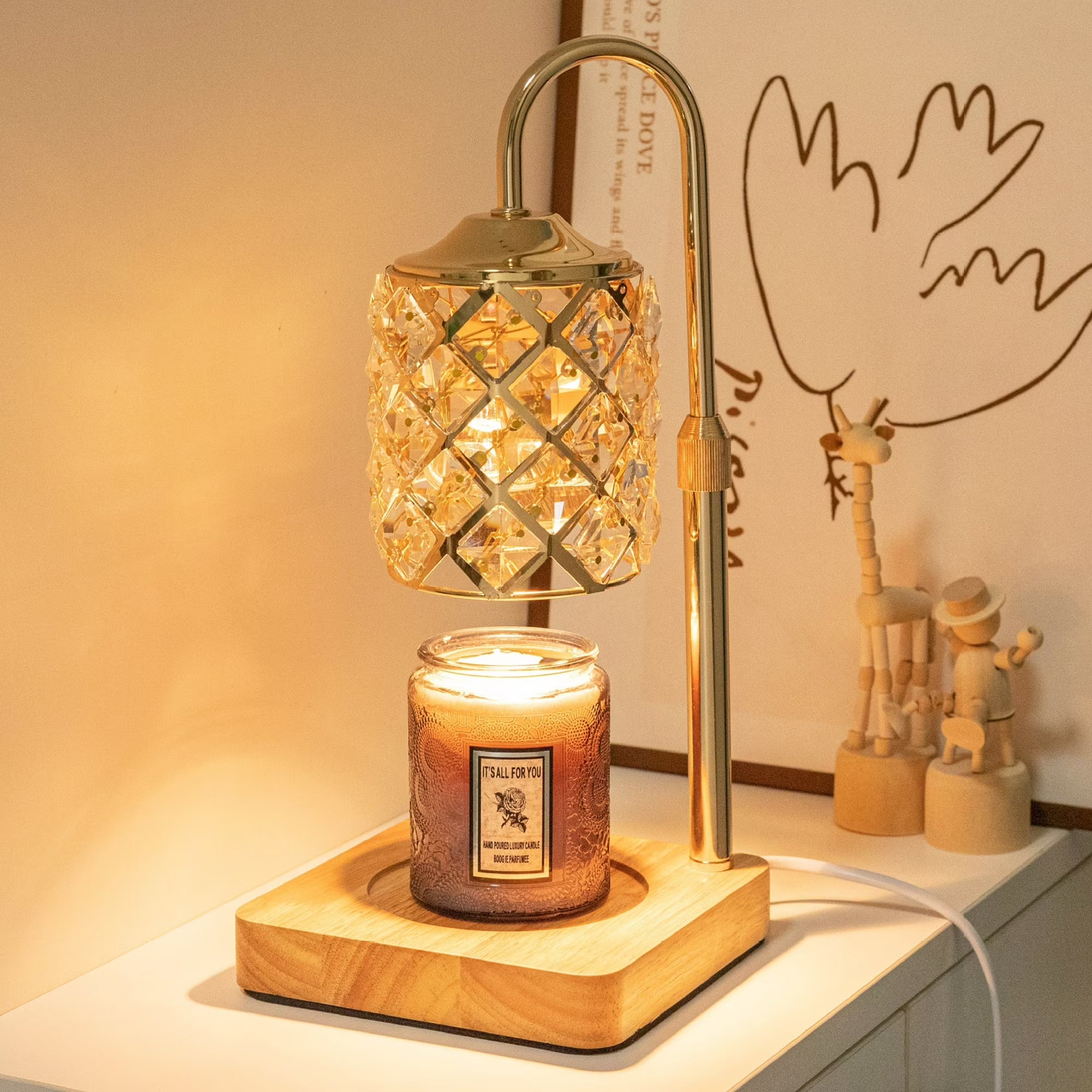 Hyindoor Candle Warmer Lamp with Timer & Adjustable Height (Vintage Wax Melt Warmer, 2 GU10 Bulbs)