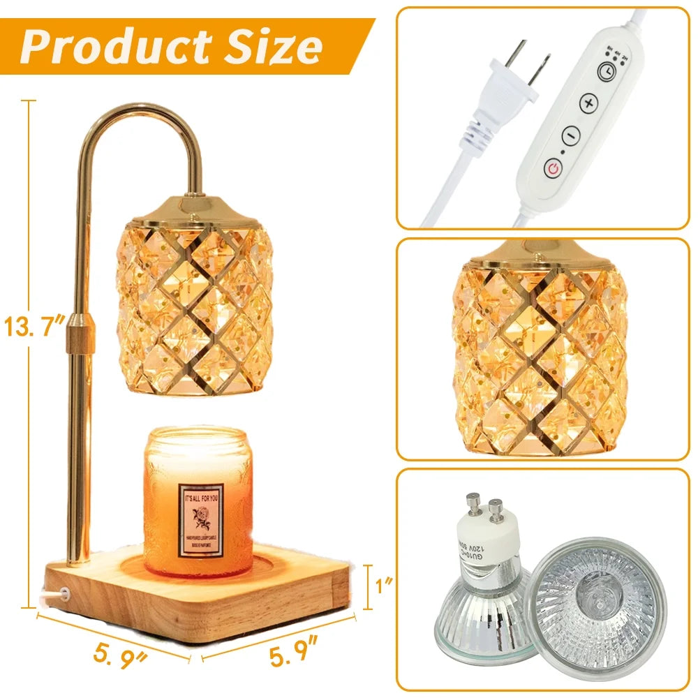 Hyindoor Candle Warmer Lamp with Timer & Adjustable Height (Vintage Wax Melt Warmer, 2 GU10 Bulbs)