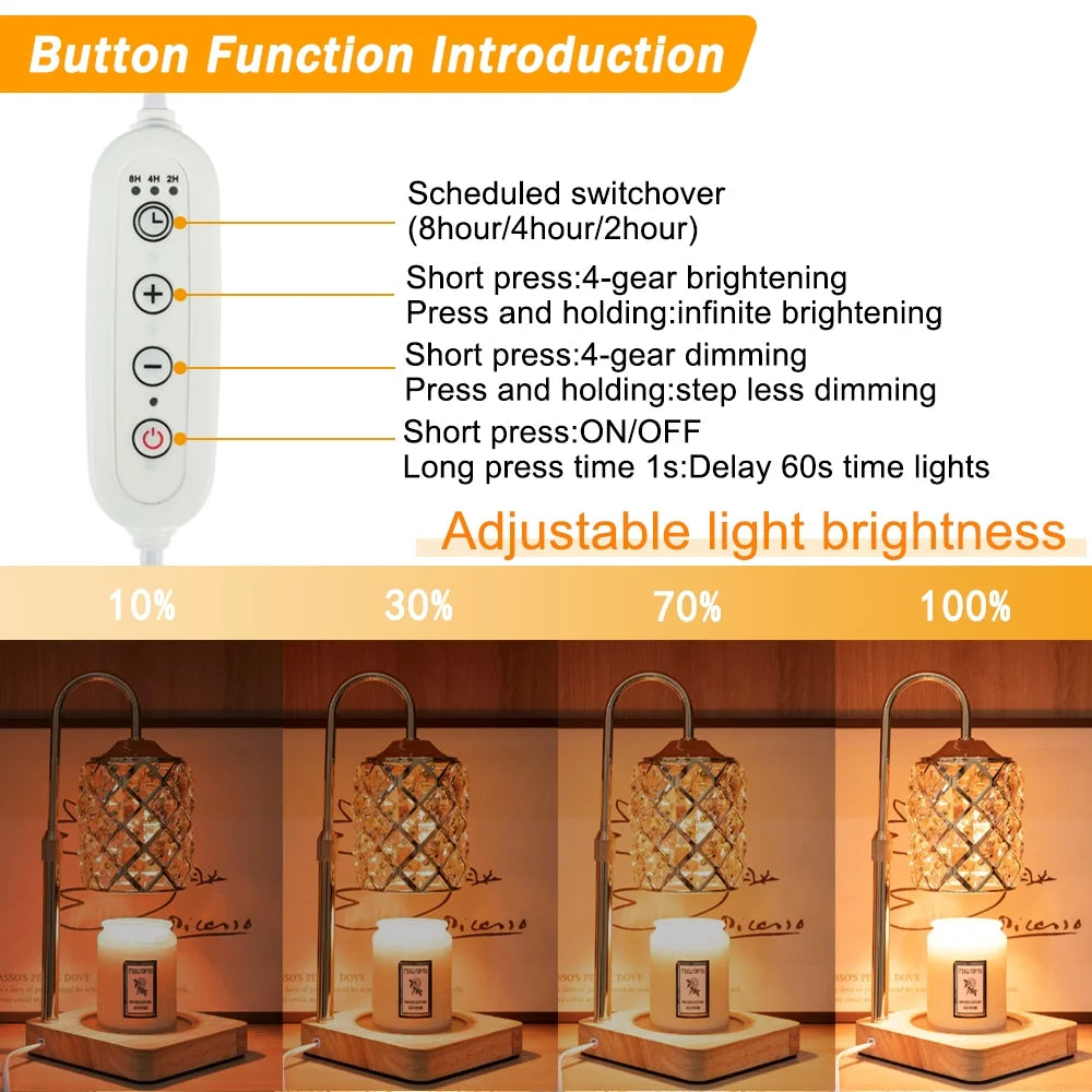 Hyindoor Candle Warmer Lamp with Timer & Adjustable Height (Vintage Wax Melt Warmer, 2 GU10 Bulbs)