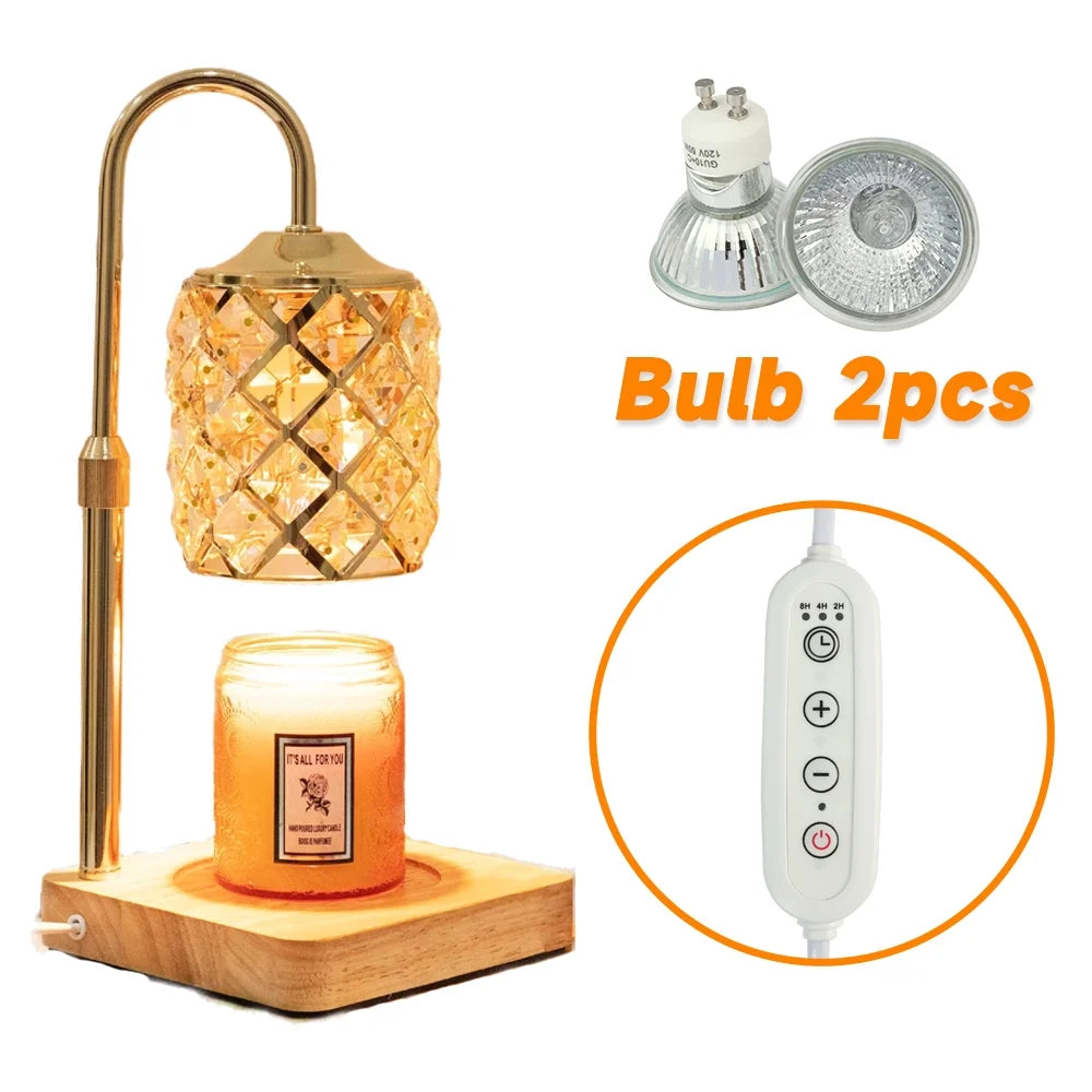Hyindoor Candle Warmer Lamp with Timer & Adjustable Height (Vintage Wax Melt Warmer, 2 GU10 Bulbs)