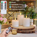 HIDAWN Flameless Candles with Flickering 3D Wick, Remote & Timer (Battery Operated LED Pillar Set – White 4"×5"×6")