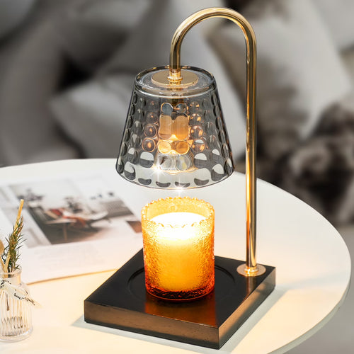 Candle Warmer Lamp with Timer & Dimmer (Electric Top Melting, Crystal Glass, Black)