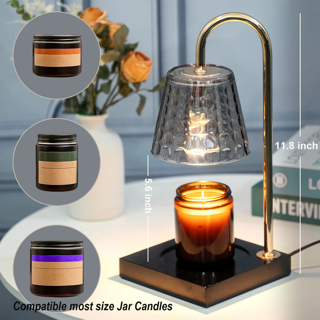 Candle Warmer Lamp with Timer & Dimmer (Electric Top Melting, Crystal Glass, Black)