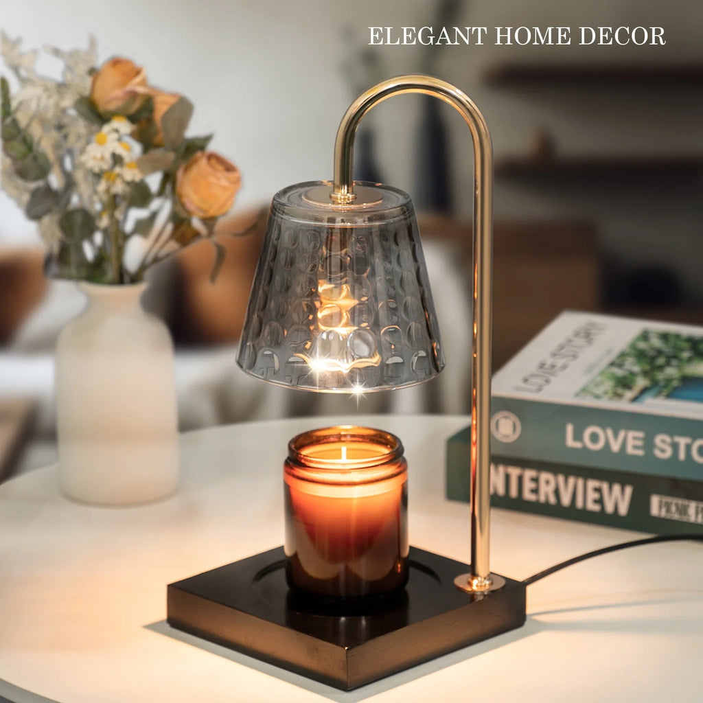 Candle Warmer Lamp with Timer & Dimmer (Electric Top Melting, Crystal Glass, Black)