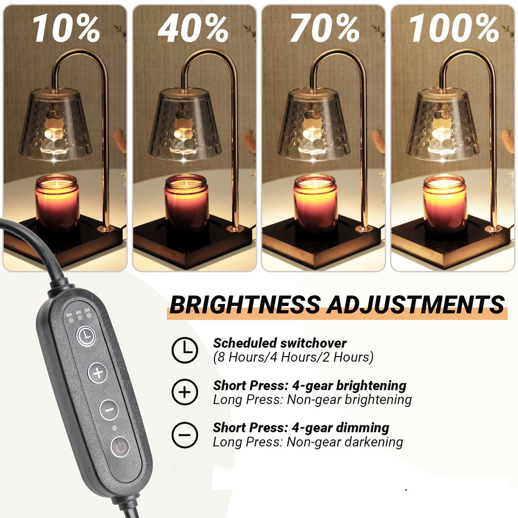 Candle Warmer Lamp with Timer & Dimmer (Electric Top Melting, Crystal Glass, Black)