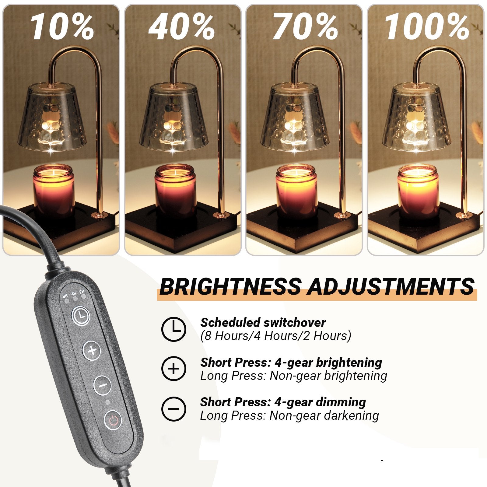Candle Warmer Lamp with Timer & Dimmer (Electric Top Melting, Crystal Glass, Black)