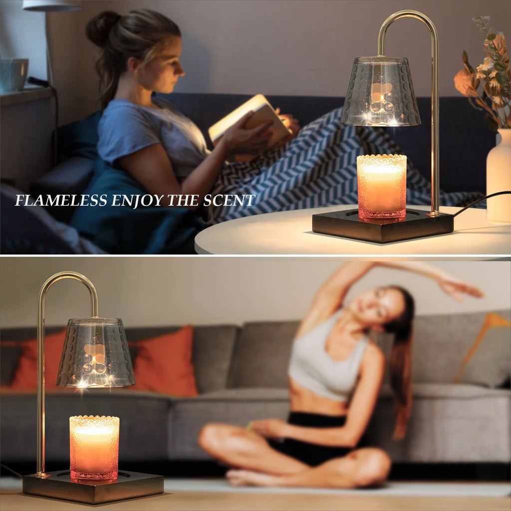 Candle Warmer Lamp with Timer & Dimmer (Electric Top Melting, Crystal Glass, Black)